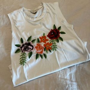 White with colorful floral detail